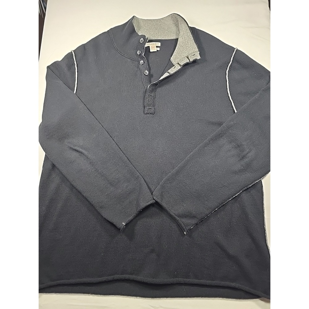 Carbon2Cobalt Cotton Cashmere Sweater Black Luxury Men's 2XL‎